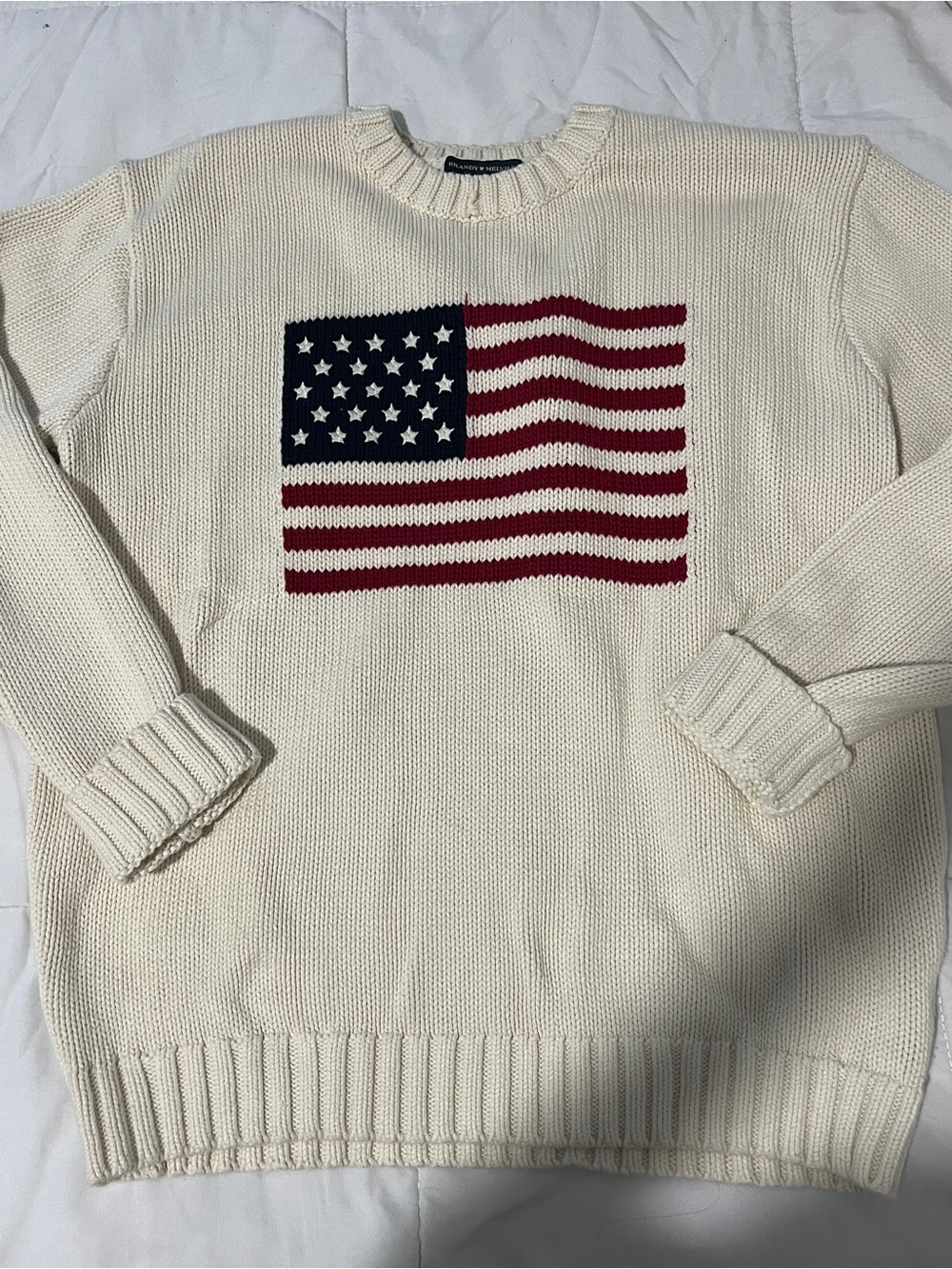 Brandy Melville Cream Flag Sweater